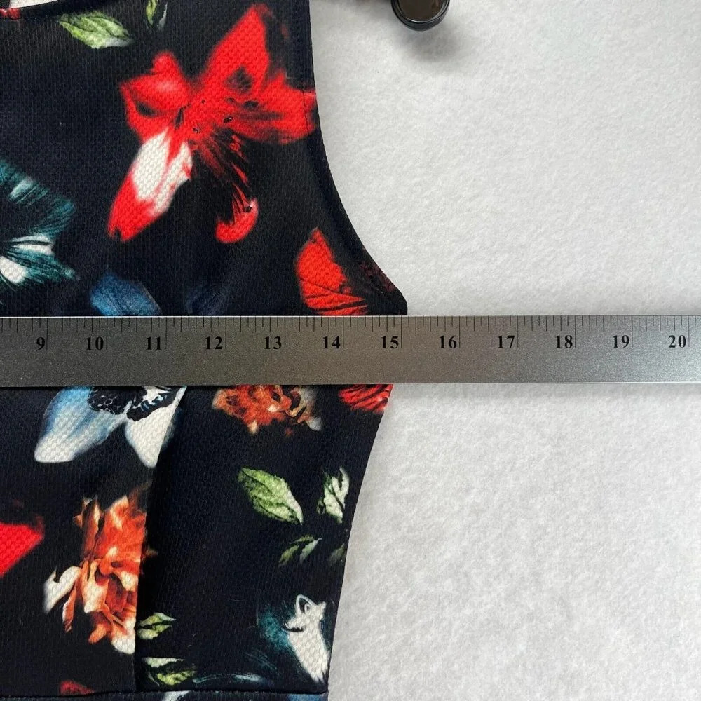 Pull&Bear Sheath Dress EUR S MEX 26 US 4 Mini Floral Sleeveless Back Zip Black - Picture 10 of 11